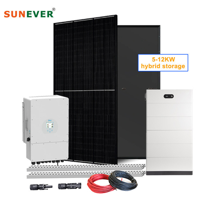 ระบบเก็บพลังงานแสงอาทิตย์ 5kV ระบบพลังงานแสงอาทิตย์ไฮบริด 5kW 10kW 12kW ครบถ้วนสําหรับบ้าน