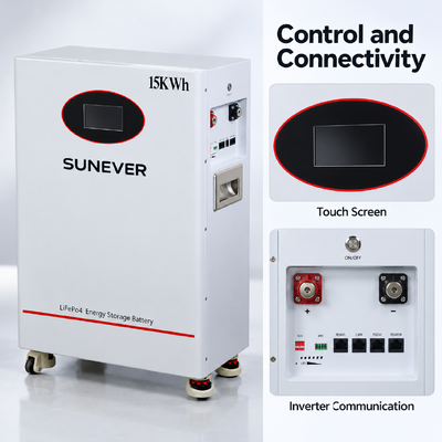 SUNEVER TD-15 51.2V 300Ah LiFePO4 แบตเตอรี่เก็บพลังงานแสงอาทิตย์ 15.36kWh 200A CAN RS485 แบบตั้งพื้น