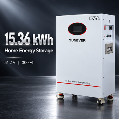 SUNEVER TD-15 15kWh LiFePO4 แบตเตอรี่บ้าน 51.2V 300Ah พื้นที่ยืน พลังงานแสงอาทิตย์