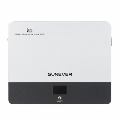 แบตเตอรี่ลิเธียมไอออนฟอสเฟต SUNEVER 5kWh แบบติดผนังสำหรับเก็บพลังงานแสงอาทิตย์ 51.2V 100Ah สำหรับระบบกักเก็บพลังงานแสงอาทิตย์