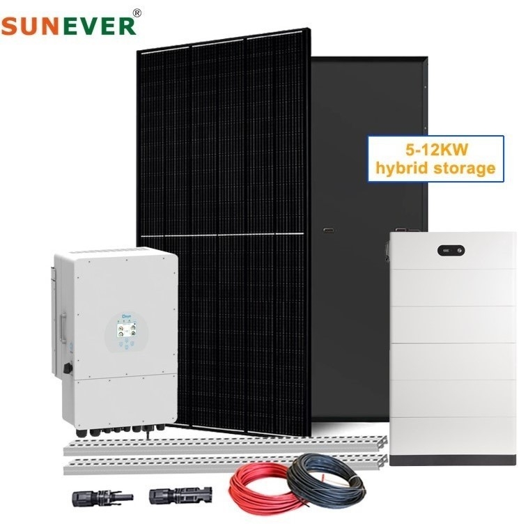 โหมดไฮบริด 5kw 6kw 8kw 10kw ระบบพลังงานแสงอาทิตย์ที่มีแผ่นพลังงานแสงอาทิตย์ 410-700Watt