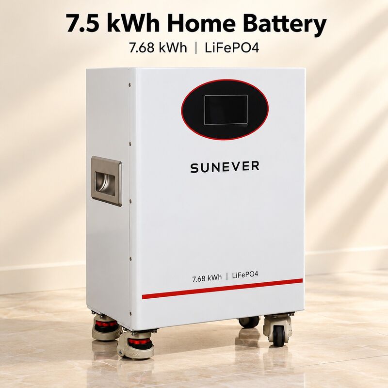 SUNEVER 7.68kWh 25.6V 300Ah LiFePO4 Lithium Solar Battery สำหรับการกักเก็บพลังงานแสงอาทิตย์ในบ้านและพลังงานสำรองแบบออฟกริด
